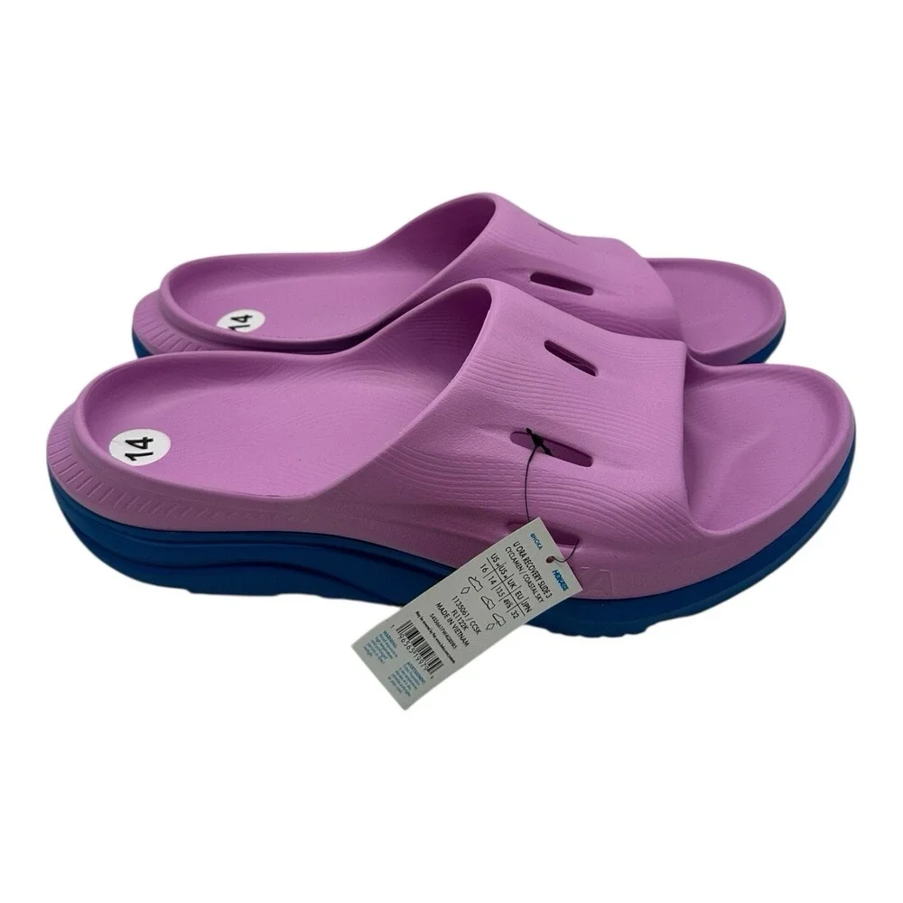 Hoka One One Ora Recovery Slide 3 Men Sz 14 Cyclamen Coastal Blue Slip On Sandal